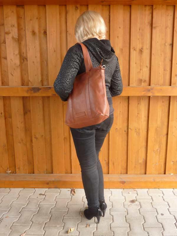 Sticks and Stones - Ledershopper Ustica Bag - Cognac als Schultertasche
