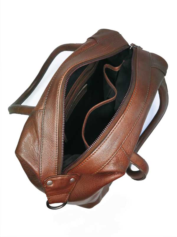 Sticks and Stones - Ledertasche Barcelona Bag - Cognac Innenansicht