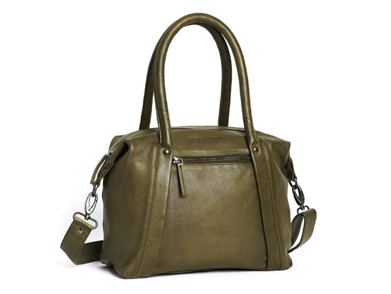 Sticks and Stones - Ledertasche Barcelona Bag - Dark Olive