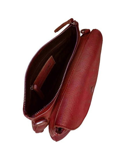 Sticks and Stones - Ledertasche Bermuda Bag - Bright Red hinteres Innenfach