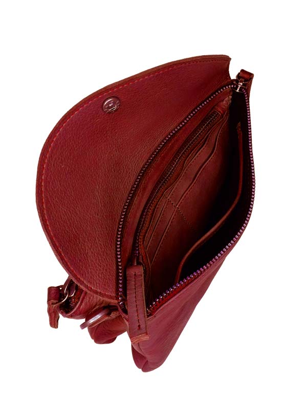 Sticks and Stones - Ledertasche Bermuda Bag - Bright Red vorderes Innenfach