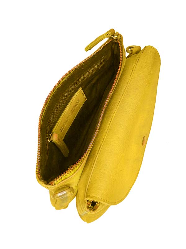 Sticks and Stones - Ledertasche Bermuda Bag - Sunflower Yellow Innenansicht