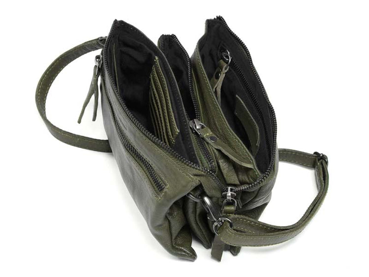 Sticks and Stones - Ledertasche Bonito Bag - Dark Olive Innenansicht