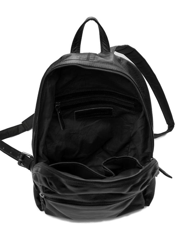 Sticks and Stones - Lederrucksack Brooklyn Backpack - Black Innenansicht