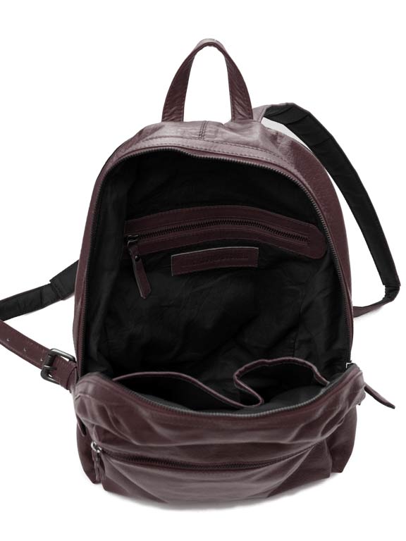 Sticks and Stones - Lederrucksack Brooklyn Backpack - Burgundy Innenansicht
