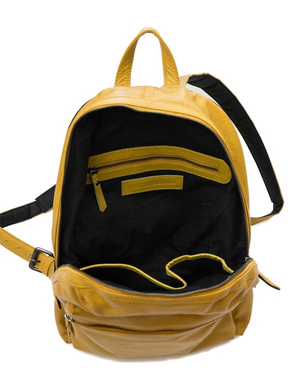 Sticks and Stones - Lederrucksack Brooklyn Backpack - Sunflower Yellow Innenansicht