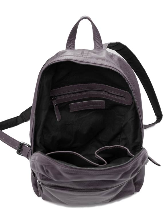 Sticks and Stones - Lederrucksack Brooklyn Backpack - Vintage Violet Innenansicht