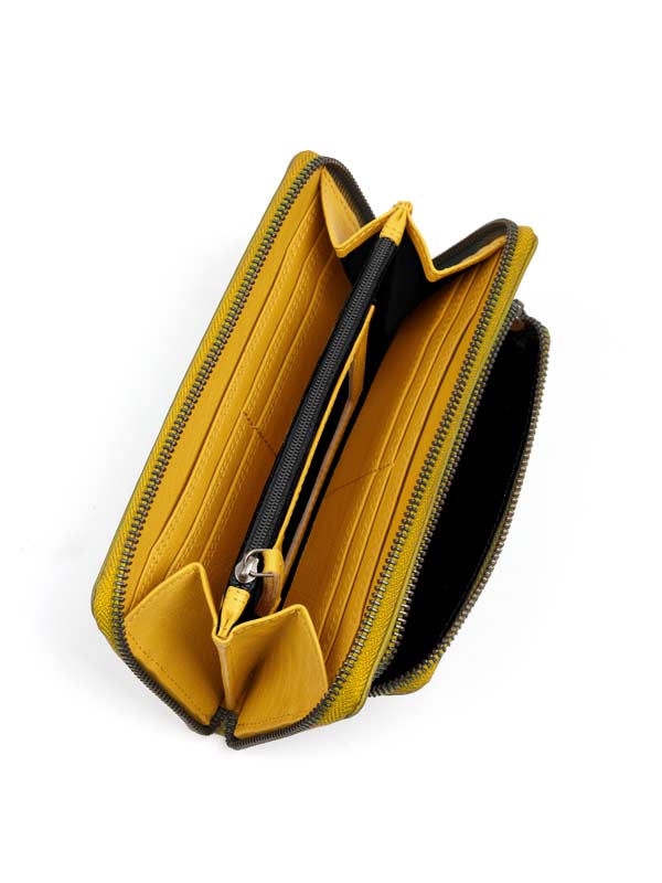 Sticks and Stones - Lederbörse California Wallet - Sunflower Yellow Innenansicht