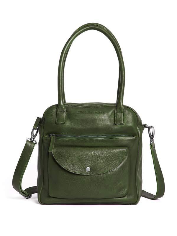 Sticks and Stones - Lederhandtasche Colorado Bag - Dark Olive