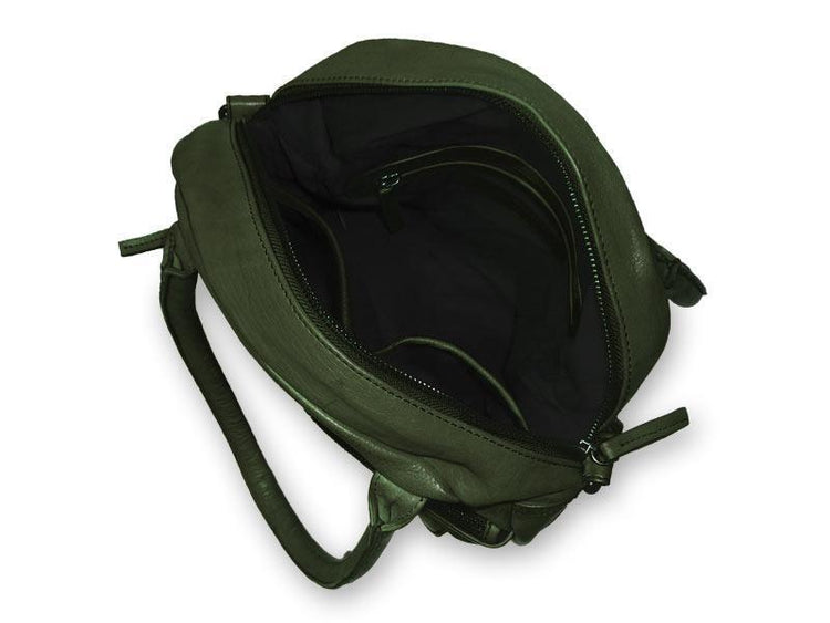 Sticks and Stones - Lederhandtasche Colorado Bag - Dark Olive Innenansicht