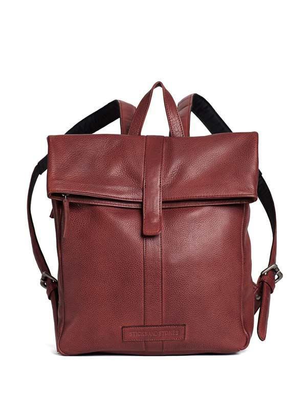 Sticks and Stones - Lederrucksack Courier Backpack - Red