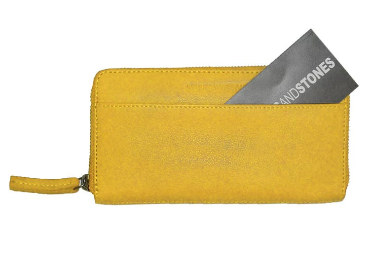 Sticks and Stones - Lederbörse Denver Wallet - Sunflower Yellow Detail