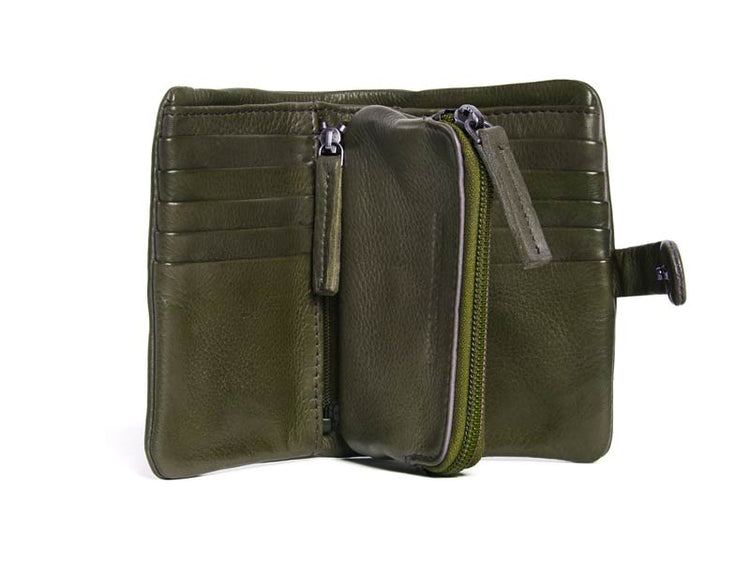 Sticks and Stones - Lederbörse Laguna Wallet - Dark Olive Innenansicht