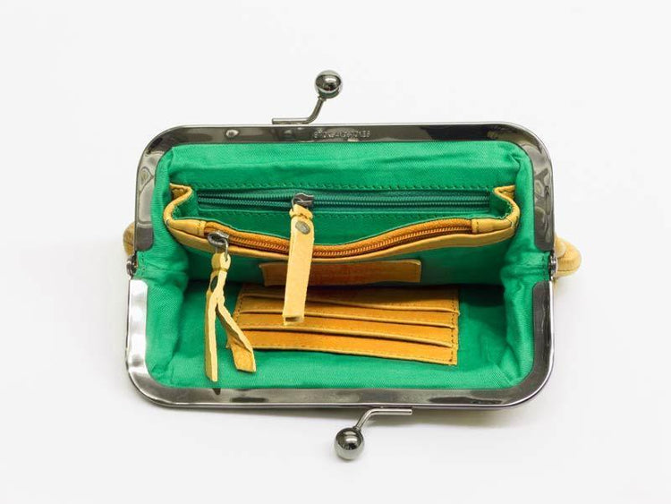 Sticks and Stones - Bügelverschlusstasche Malaga Purse - Yellow Innenansicht
