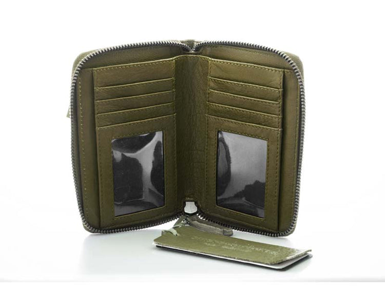 Sticks and Stones - Lederbörse Montana Wallet - Dark Olive Innenansicht