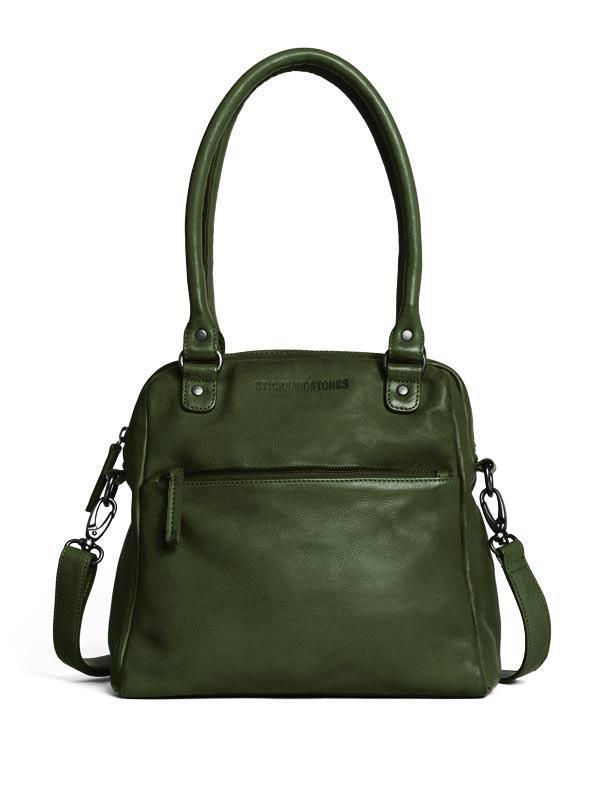 Sticks and Stones - Lederhandtasche Orleans Bag - Dark Olive