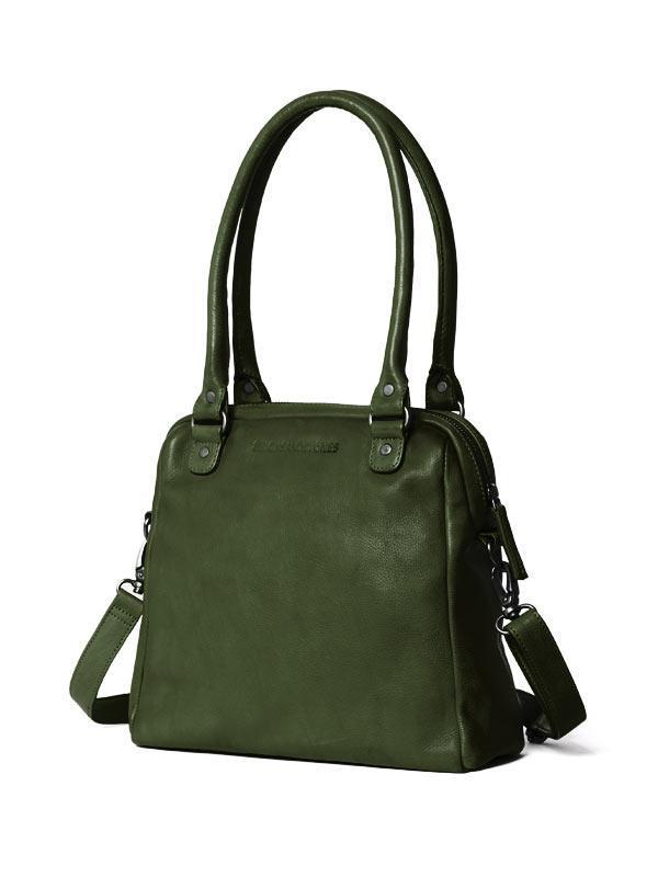 Sticks and Stones - Lederhandtasche Orleans Bag - Dark Olive Seitenansicht