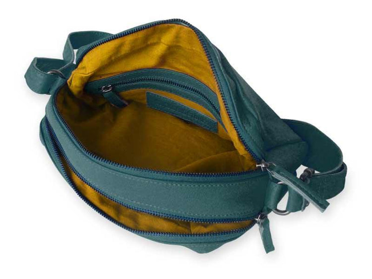 Sticks and Stones - Ledertasche Pasadena Bag - Dusty Petrol Hinteres Innenfach