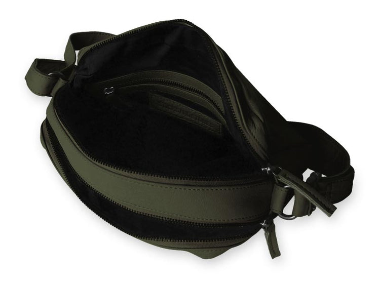 Sticks and Stones - Ledertasche Pasadena Bag - Dark Olive Innenansicht