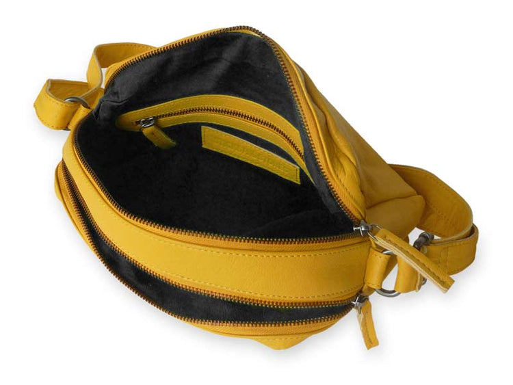 Sticks and Stones - Ledertasche Pasadena Bag - Sunflower Yellow Innenansicht