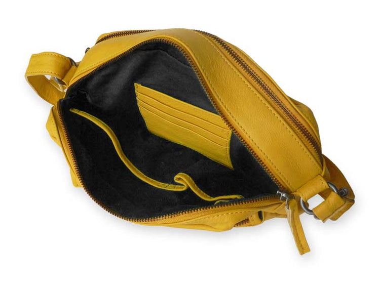 Sticks and Stones - Ledertasche Pasadena Bag - Sunflower Yellow Innenansicht
