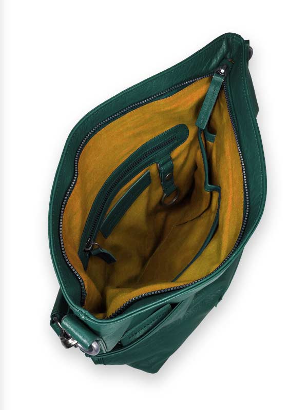 Sticks and Stones - Ledertasche Piemonte Bag - Pine Green Innenansicht