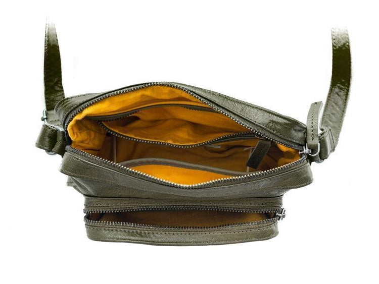 Sticks and Stones - Ledertasche Retiro - Ivy Green Innenansicht