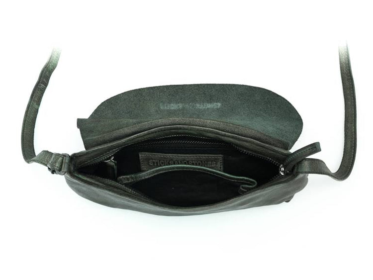 Sticks and Stones - Ledertasche Rio Bag - Sea Green Innenansicht