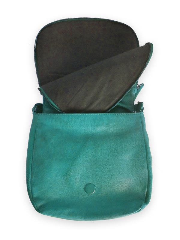 Sticks and Stones - Ledertasche Santiago Bag - Lagoon geöffnet