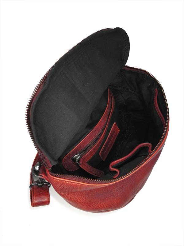 Sticks and Stones - Ledertasche Sitges Bag - Bright Red Innenansicht