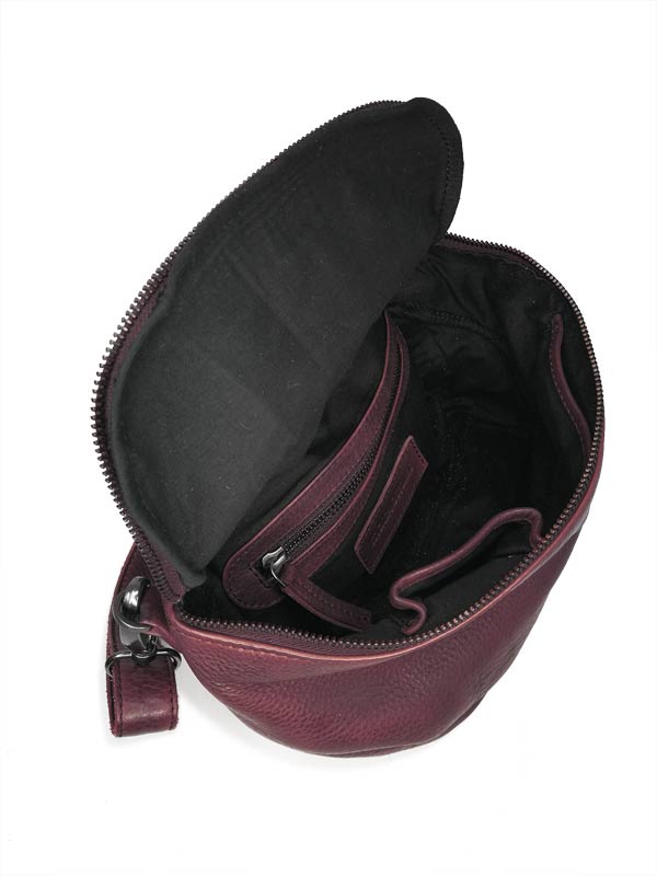 Sticks and Stones - Ledertasche Sitges Bag - Burgundy Innenansicht
