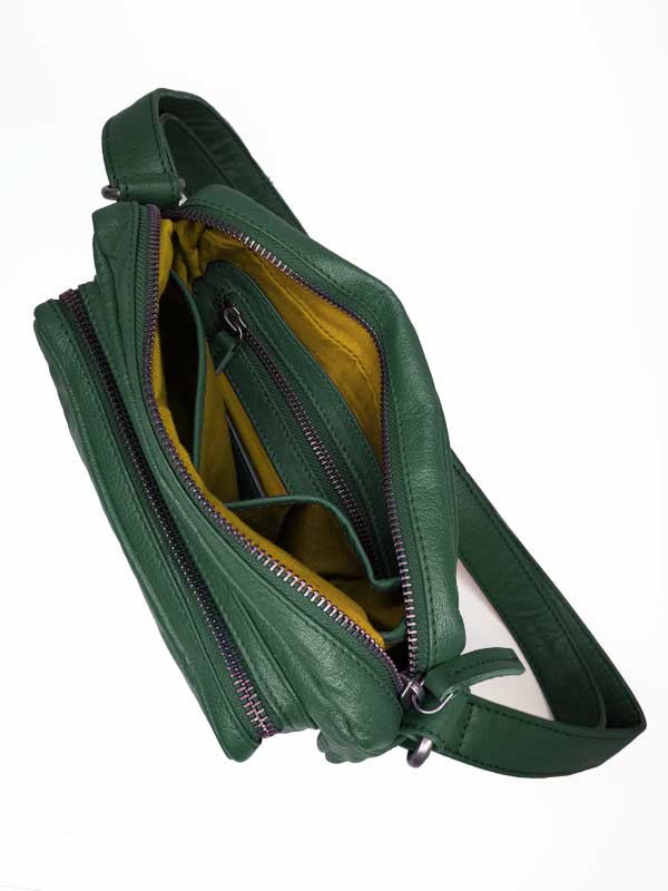 Sticks and Stones - Ledertasche Toscana Bag - Pine Green Innenansicht