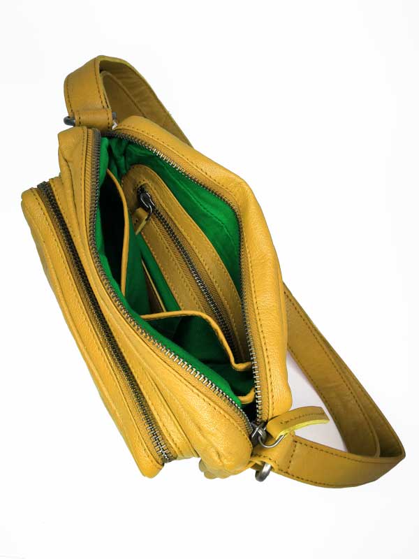 Sticks and Stones - Ledertasche Toscana Bag - Sunflower Yellow Innenansicht