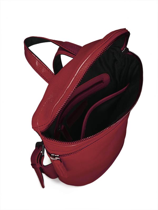 Sticks and Stones - Lederrucksack Valencia Backpack - Bright Red Innenansicht