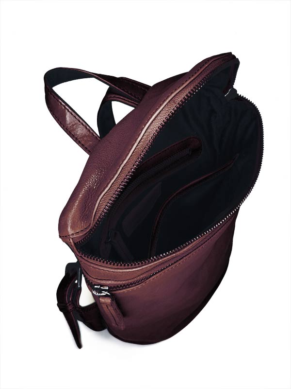 Sticks and Stones - Lederrucksack Valencia Backpack - Burgundy Innenansicht