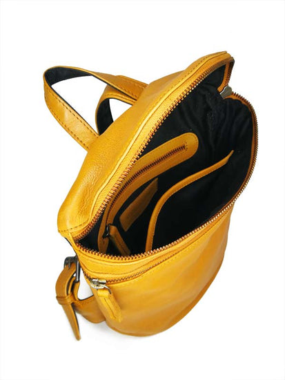 Sticks and Stones - Lederrucksack Valencia Backpack - Sunflower Yellow Innenansicht