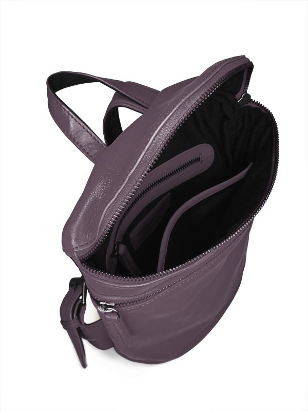 Sticks and Stones - Lederrucksack Valencia Backpack - Vintage Violet Innenansicht