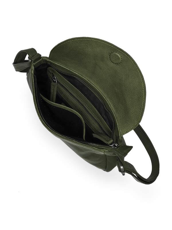 Sticks and Stones - Ledertasche Veneto Bag - Dark Olive Innenansicht