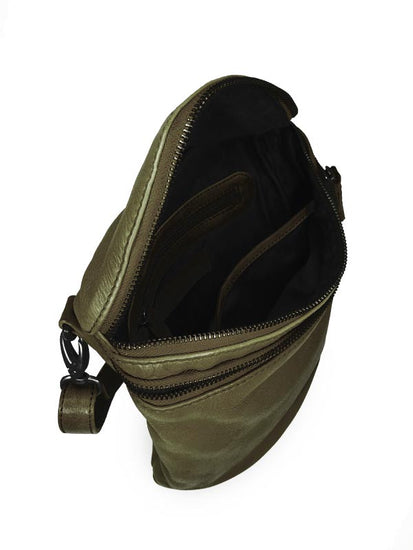 Sticks and Stones - Ledertasche Vigo Bag - Dark Olive Innenansicht