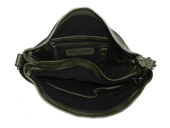 Sticks and Stones - Ledertasche New Amsterdam - Dark Olive Innenansicht