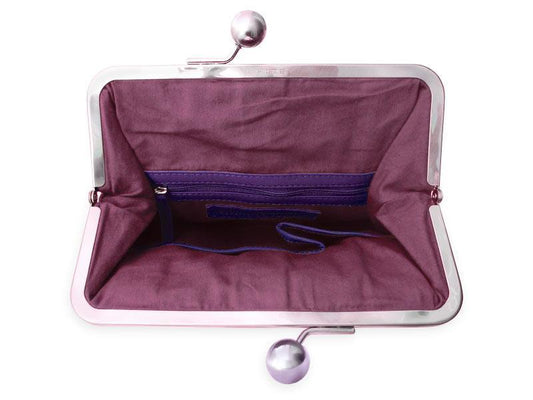 Sticks and Stones - Lederhandtasche Annecy - Shadow Purple Innenansicht