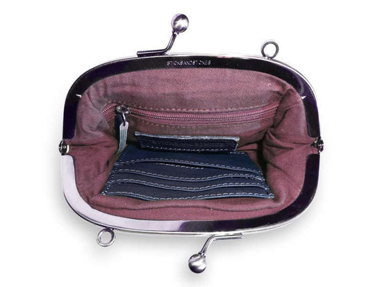 Sticks and Stones - Bügelverschlusstasche Como Bag - Midnight Blue Innenansicht