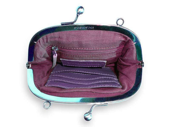 Sticks and Stones - Bügelverschlusstasche Como Bag - Shadow Purple Innenansicht