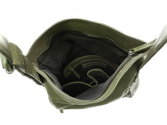 Sticks and Stones - Ledertasche Costa - Dark Olive Innenansicht