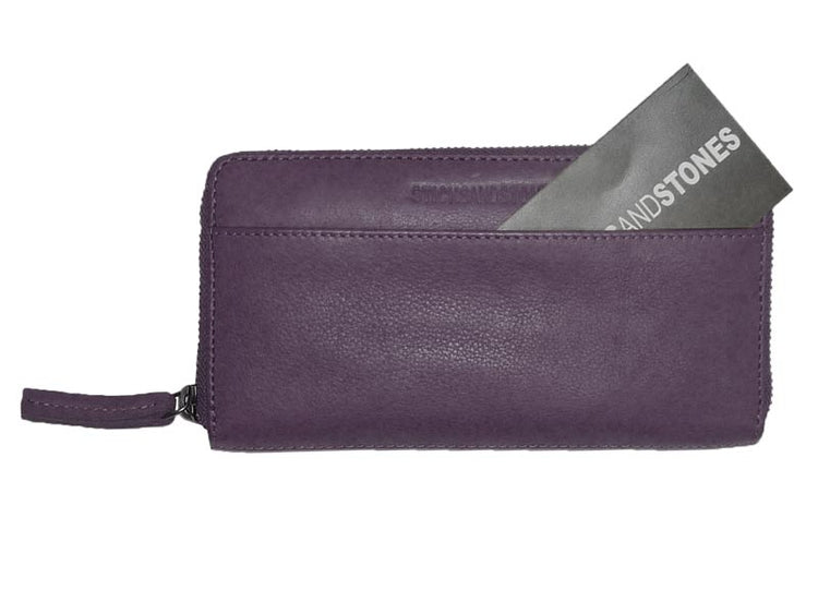 Sticks and Stones - Lederbörse Denver Wallet - Vintage Violet Versteckte Außentasche