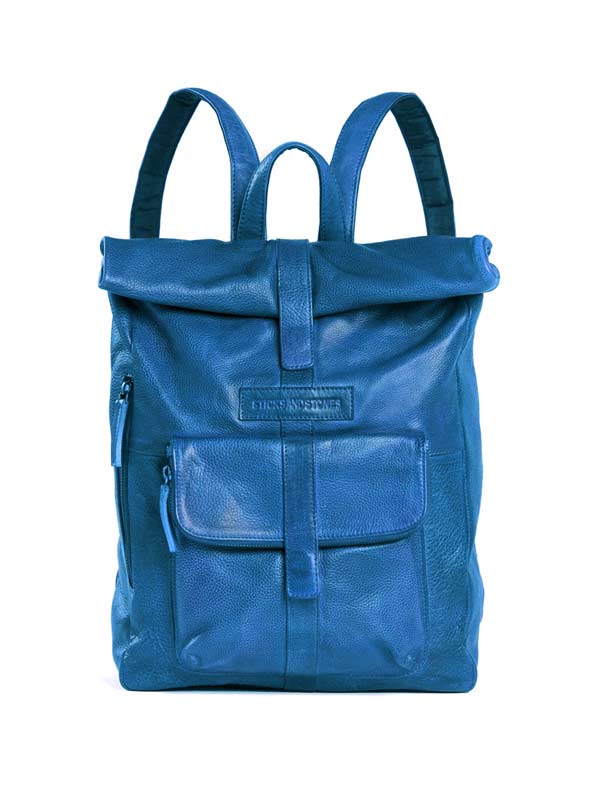 Sticks and Stones - Lederrucksack Messenger Backpack - Blue Quartz