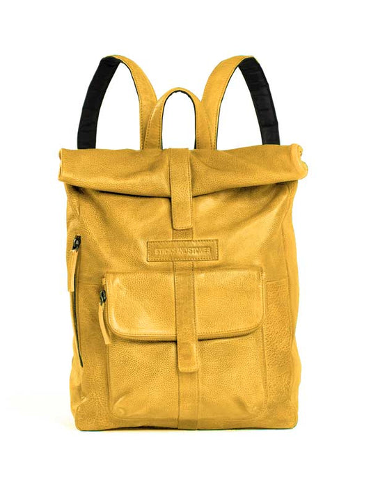 Sticks and Stones - Lederrucksack Messenger Backpack - Sunflower Yellow
