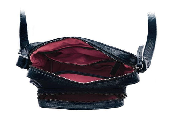 Sticks and Stones - Ledertasche Retiro - Dark Blue Innenansicht